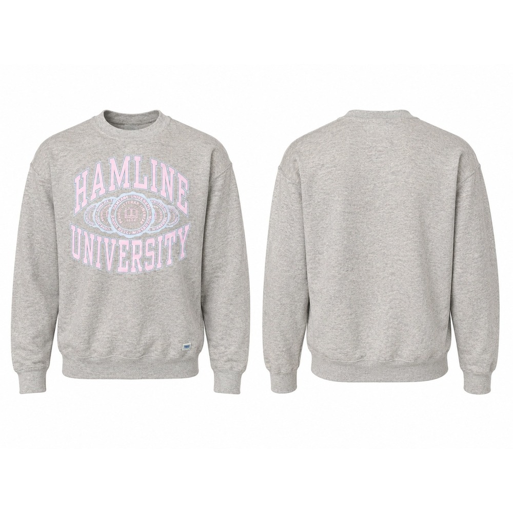 Vintage Discus Athletic Hamline University Sweatshirt Gray Pink Mens Medium USA